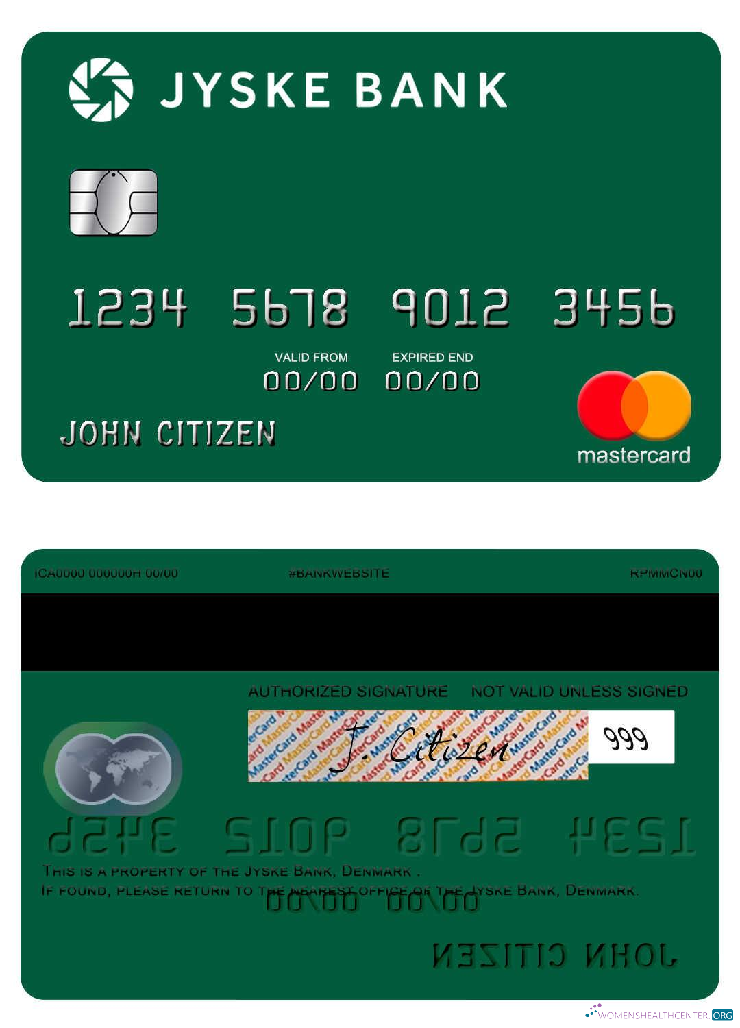 Download Denmark Jyske Bank mastercard Photoshop template